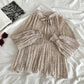 Lace up V-neck crimped Floral Chiffon Blouse  6237
