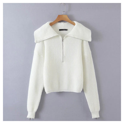 Vielseitiger Pullover mit großem Revers und Reißverschluss 7283