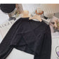 New Korean cross style short V-Neck long sleeve top  6346