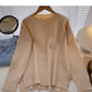 The new Korean style is simple, casual, loose, split long sleeved top  5949