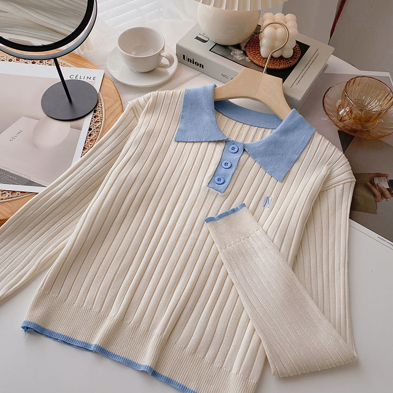 Versatile age reducing threaded sweater slim top fashion  6481