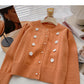 Vintage round neck pearl button cardigan sweater  6003