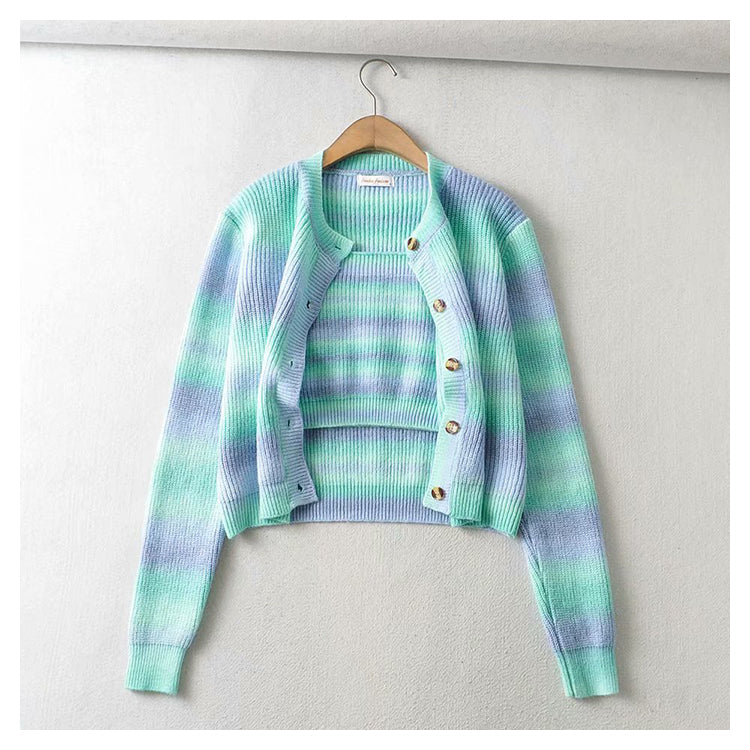 Design sense sweater cardigan jacket with suspender inside  7392