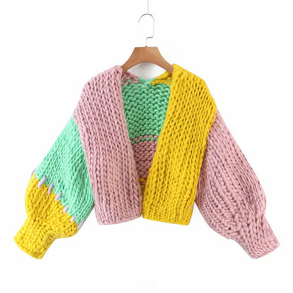 Loose and faul Style Lantern Sleeve Strickjacke 7182