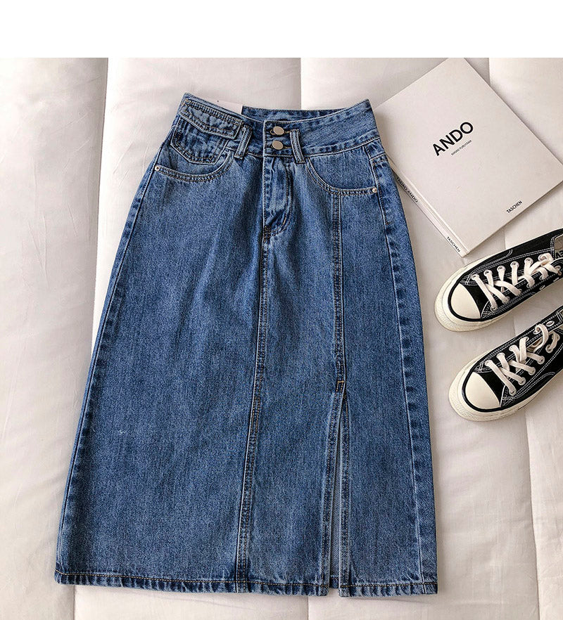 New women's Korean retro Hong Kong cowboy student skirt  5679