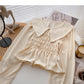 Baby collar design shirt Vintage French long sleeve top  6377
