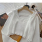 Navy collar temperament solid color sweater women  6133