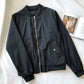 Baseball Jacket loose long sleeve stand collar Zipper Jacket Women  6210