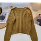 Design Sense personalisierter Diagonalknopf-Rundhals-Pullover mit vielseitigem Oberteil 6032