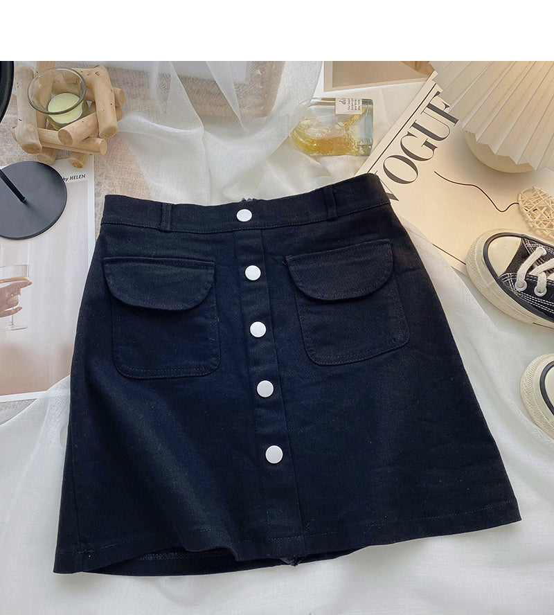 New Korean single breasted high waist skirt  5650