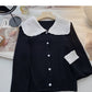 Baby collar long sleeve Vintage sweater single breasted top  6517
