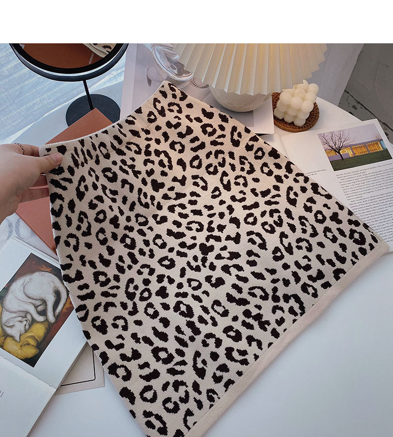 Freizeit-Retro-Leopardendruck im Hongkong-Stil, A-Linien-Wickelrock mit hüfthoher Taille 5441