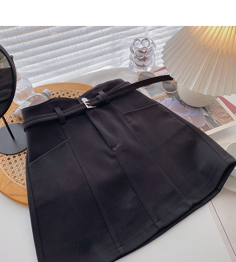 Woolen skirt women's design, versatile casual high waist A-line skirt  5467