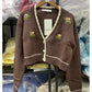 Embroidered sweater cardigan loose open navel sweater coat female  7317