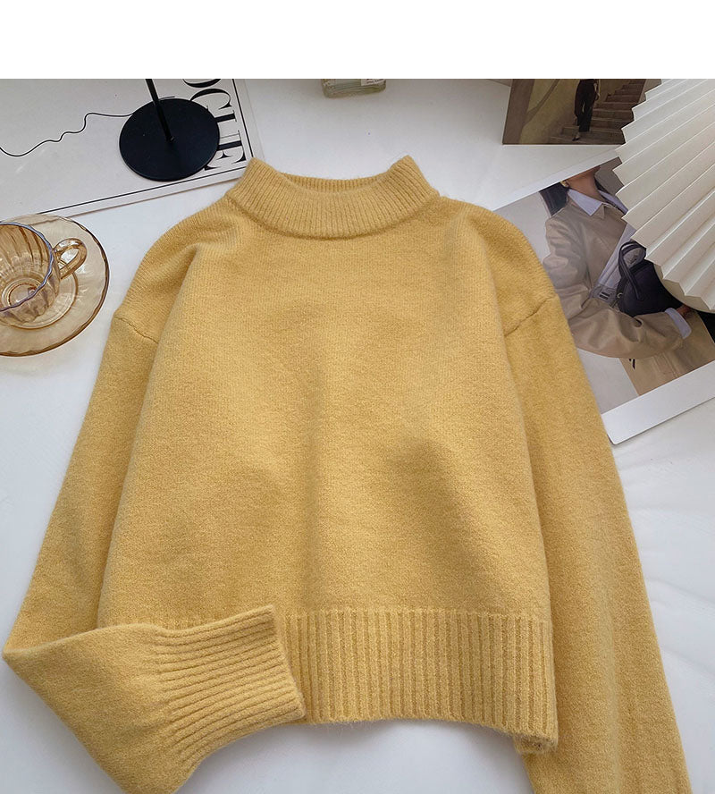 Einfarbiger, temperamentvoller, vielseitiger, langärmliger Pullover Top 6066