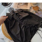 Lapel drawcord pleats slim long sleeve shirt  6283
