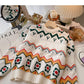 Versatile slim color blocking long sleeve round neck Pullover Sweater Top  6145