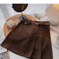 Small design retro chain high waist A-line skirt with belt  5458