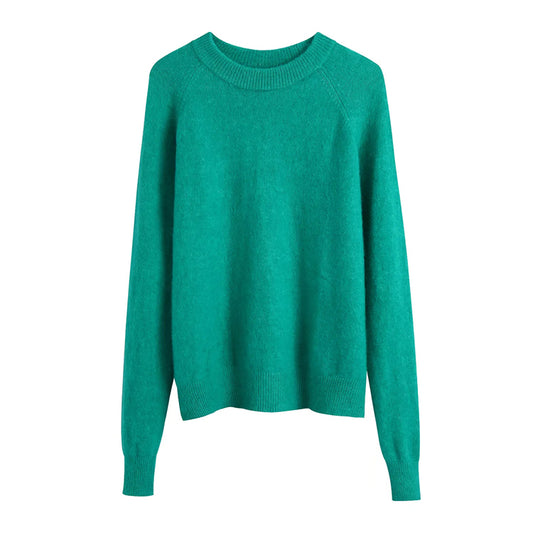 Nouveau pull à manches longues à col rond simple et polyvalent 7427
