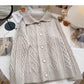 Pull vintage à simple boutonnage et col montant torsadé 6015
