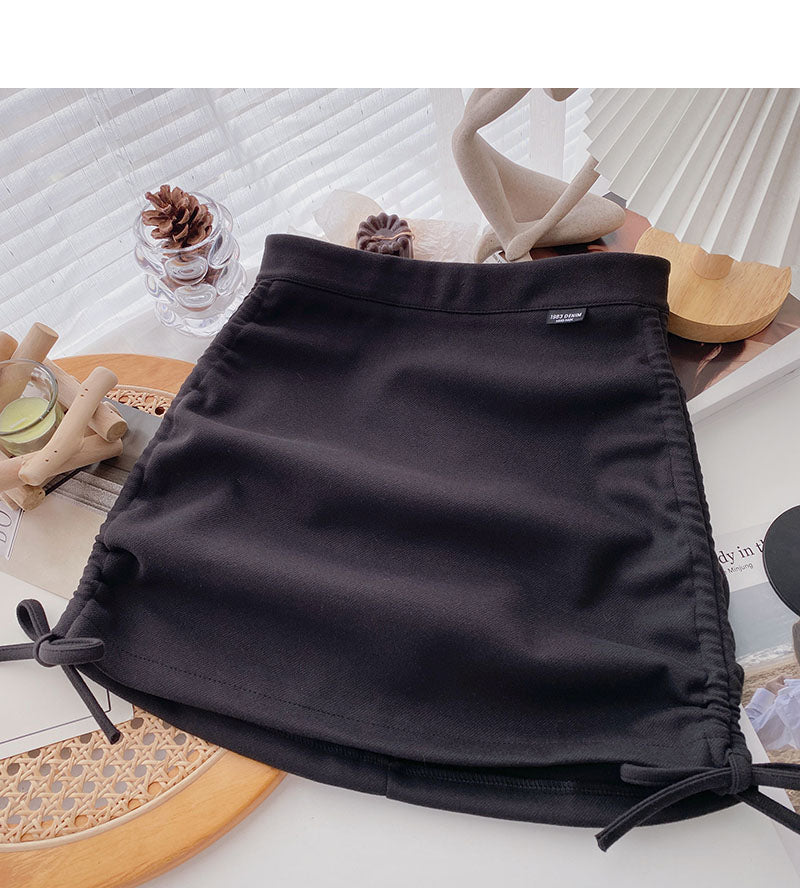 Hüftwickeldesign mit hoher Taille, personalisierter schmaler A-Linien-Rock mit Kordelzug 5398