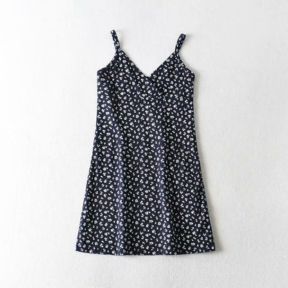Jupe à bretelles slim pour fille de fleur pastorale rétro française 7027