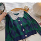 Pull slim à carreaux vintage à col montant en dentelle 6466