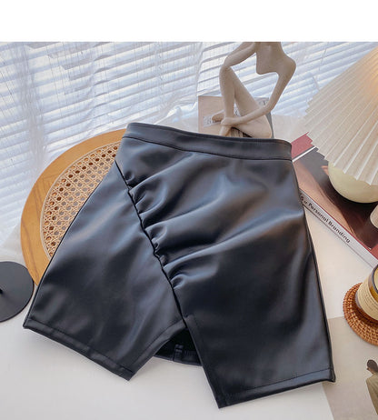 High waist pleated Hip Wrap slim design personalized A-line skirt  5563