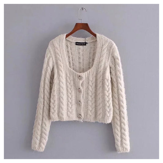 Cardigan polyvalent à 8 fils avec boutons en pierres synthétiques 7409