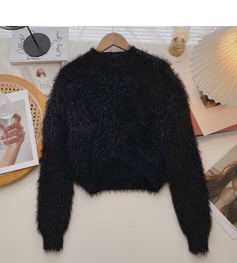 Koreanisches weiches, wachsartiges, faules und vielseitiges Langarm-Pullover-Oberteil 5952