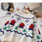 Weihnachtsmütze Jacquard Kontrast Pullover Langarm Pullover Top 6161