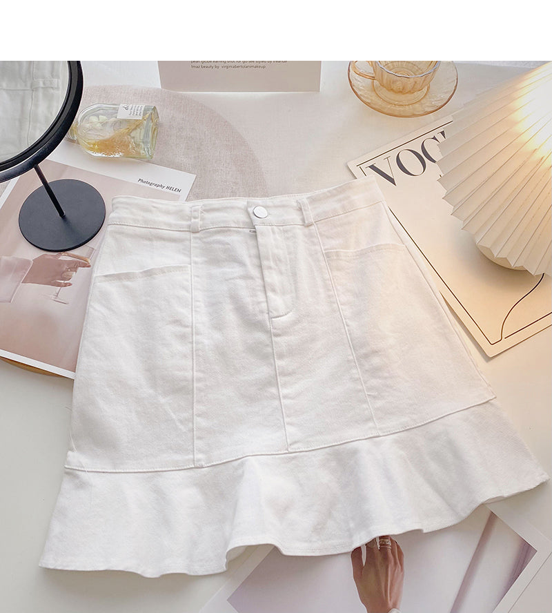 New Korean version of foreign style thin solid color Hip Wrap Skirt  5644