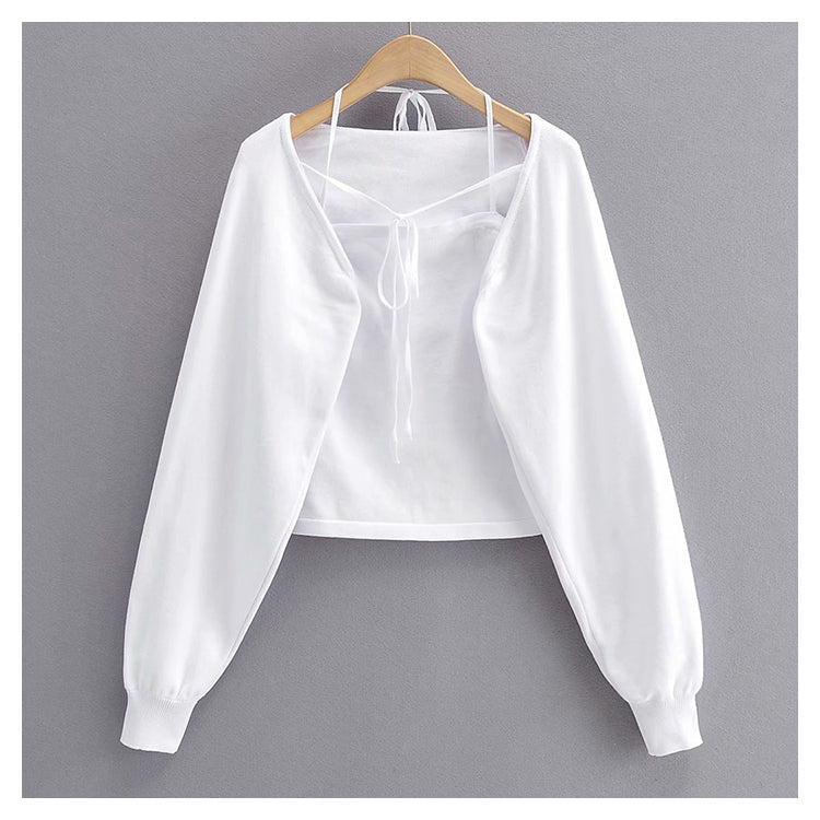 New built-in suspender blouse lazy cardigan top  7459
