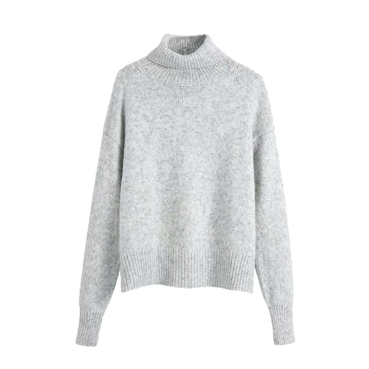 Simple style loose lazy stand collar sweater  7529