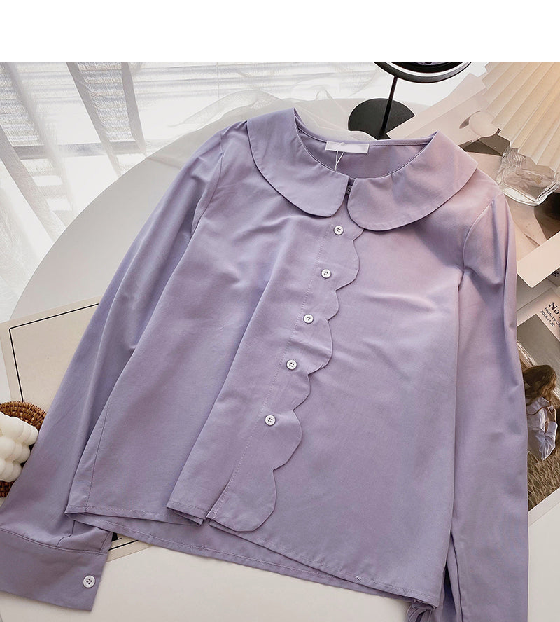 Wavy edge design shows thin baby collar top  6294