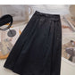 New Korean high waist thin solid color medium and long skirt  5826