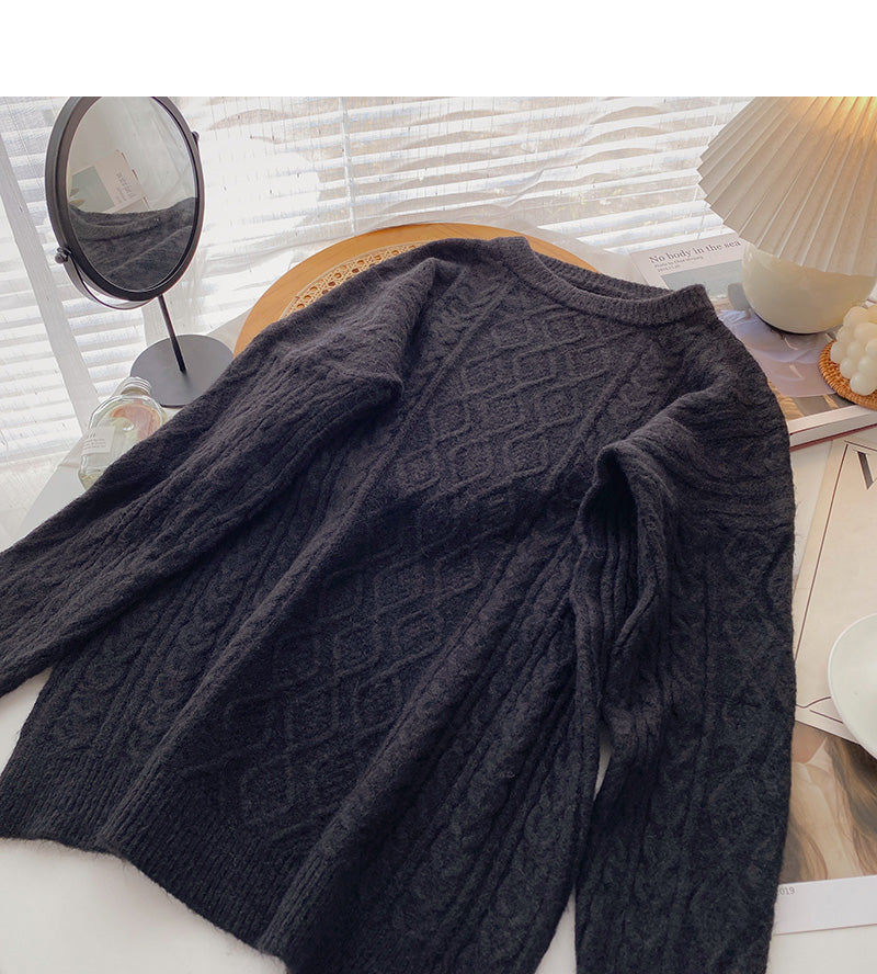 New Korean simple and versatile loose long sleeve Pullover Top  5957