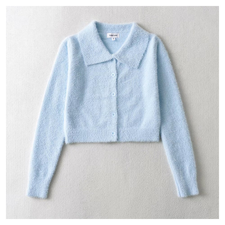 Vintage Strickjacke mit hoher Taille und Nabeloberteil 7168