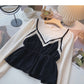 Vintage shirt with thin waist stitching fake two tops  6387