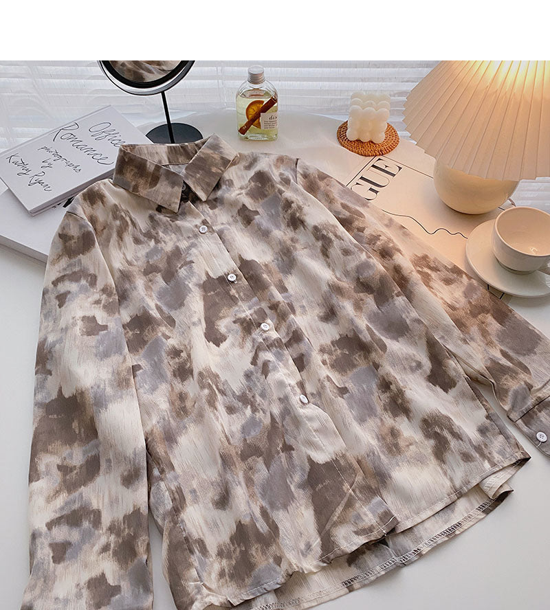 Korean style slim Lapel long sleeve top  6269