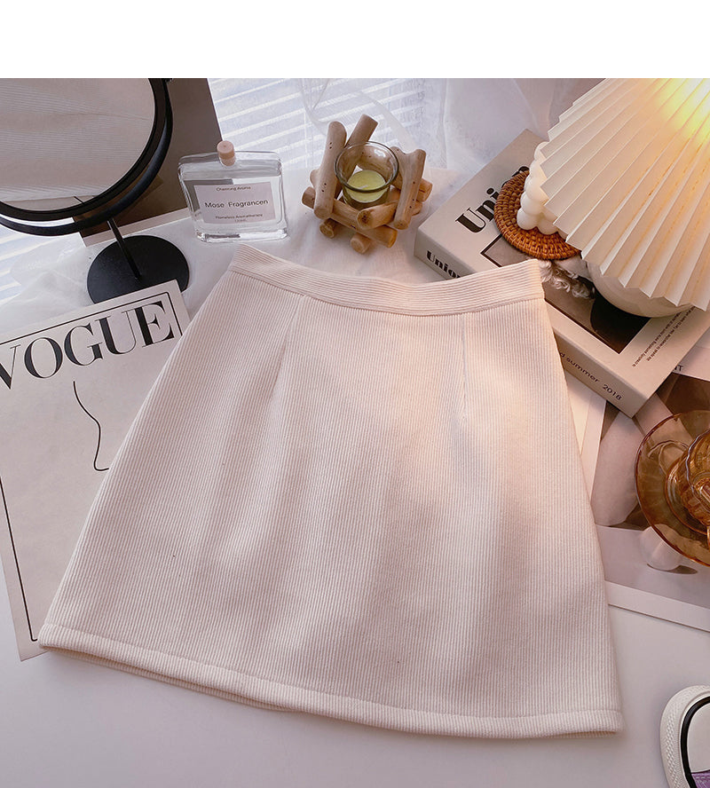 Slim temperament, versatile casual bag hip high waist A-line skirt  5387