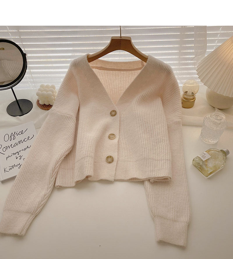 Korean chic temperament V-Neck long sleeve loose top  5870