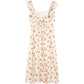French gentle first love elastic wrinkled girl broken flower knee dress  7092