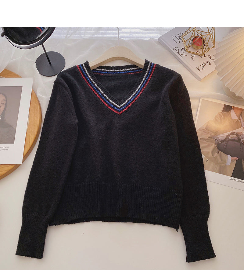 Knitted sweater women's retro fashion versatile  6164