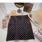 Net red retro chessboard pattern High Waist Hip Wrap Skirt  5536