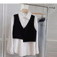 Lazy irregular stitching long sleeve shirt design fake two pieces  6358