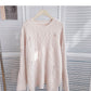 Twist solid color knitted sweater personalized hollow hole top  6087