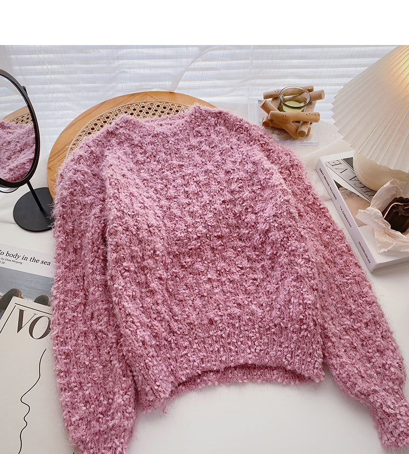 Fashionable foreign style sweater versatile round neck Pullover  6069