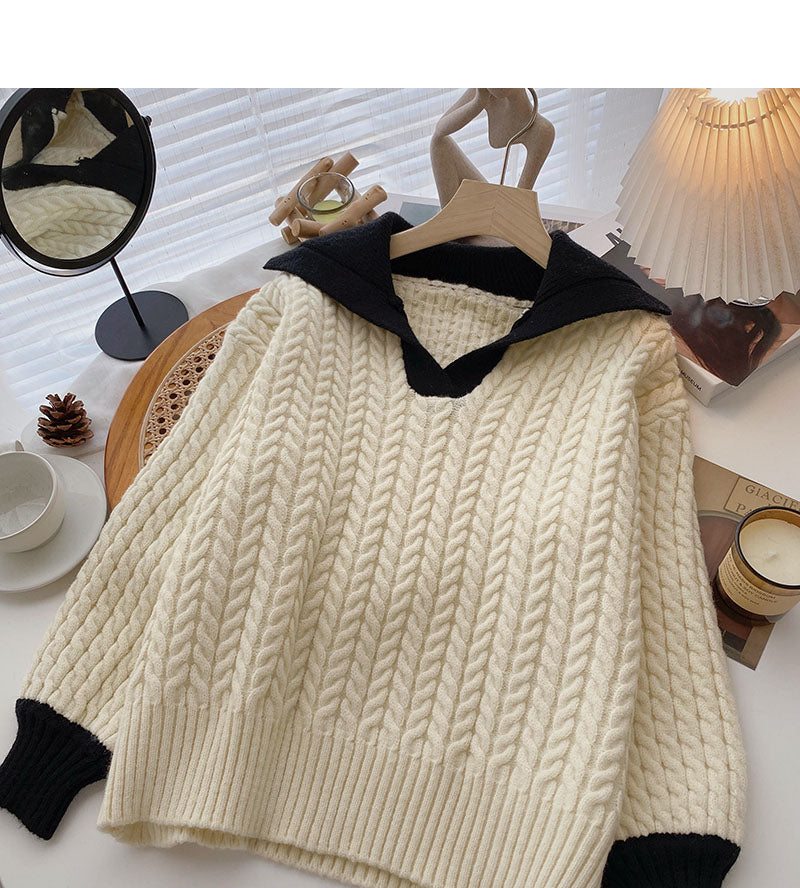 Loose and lazy wind twist sweater  6021