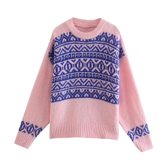 Pull en maille jacquard polyvalent coréen 7411